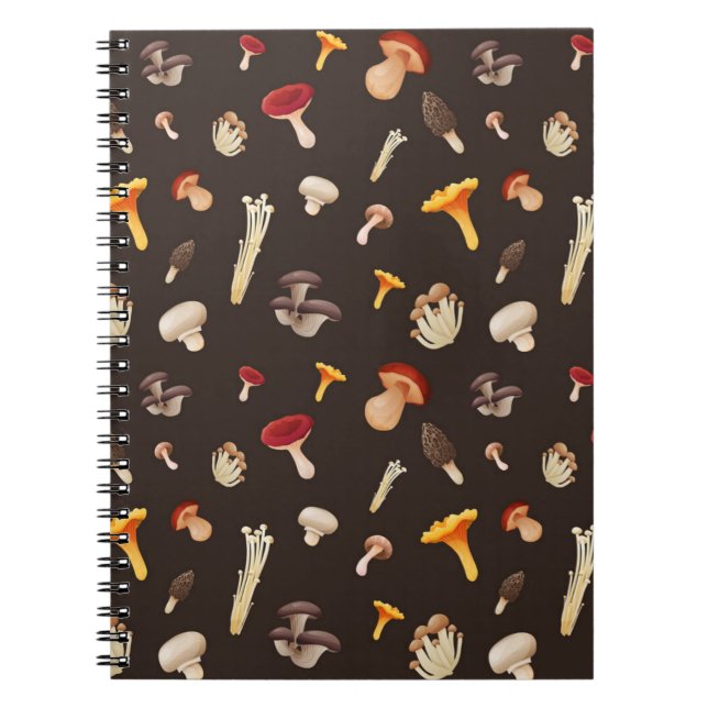 Caderno Espiral Padrão do cogumelo (Frente)