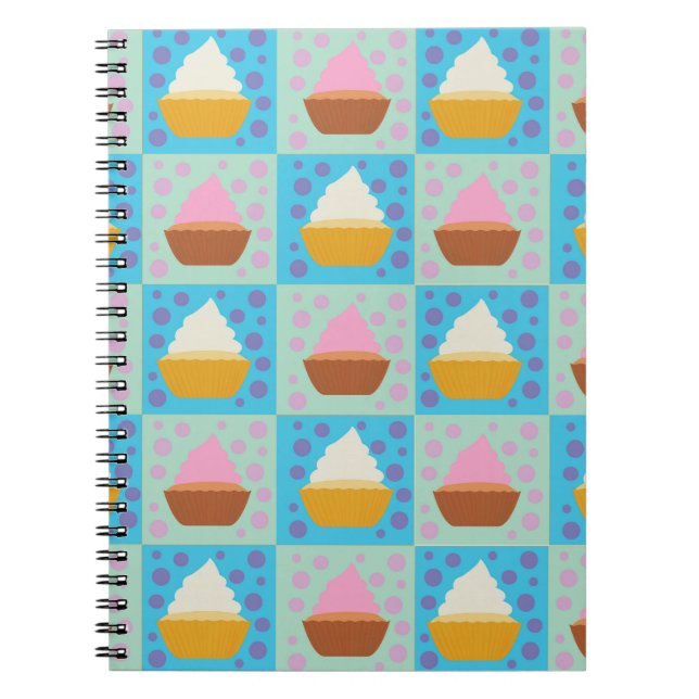 Caderno Espiral Padrão do cupcake (Frente)
