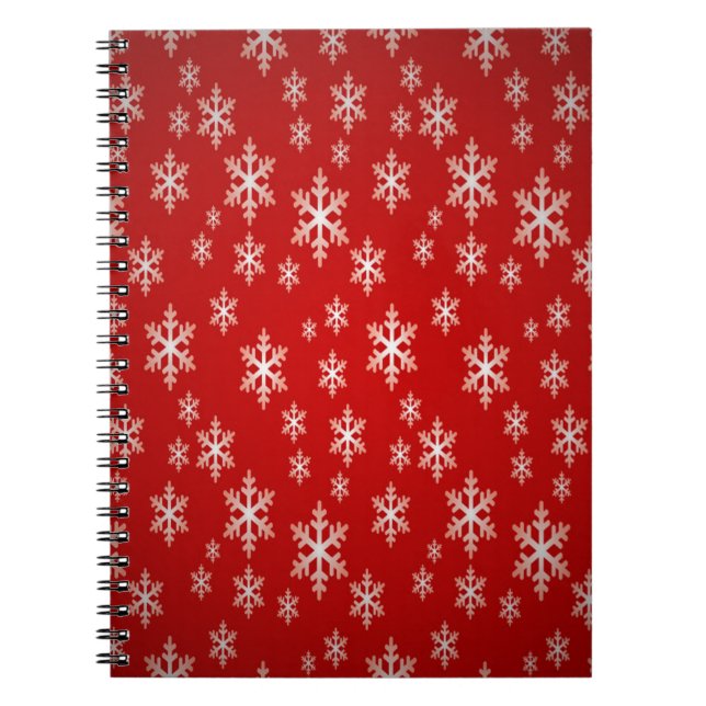 Caderno Espiral padrão do floco de neve de natal (Frente)