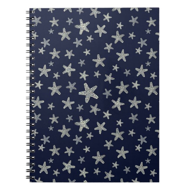 Caderno Espiral Padrão Do Mar De Starfish (Frente)