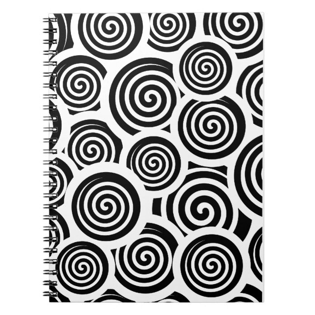 Caderno Espiral Padrão do vetor espiral preto e branco (Frente)