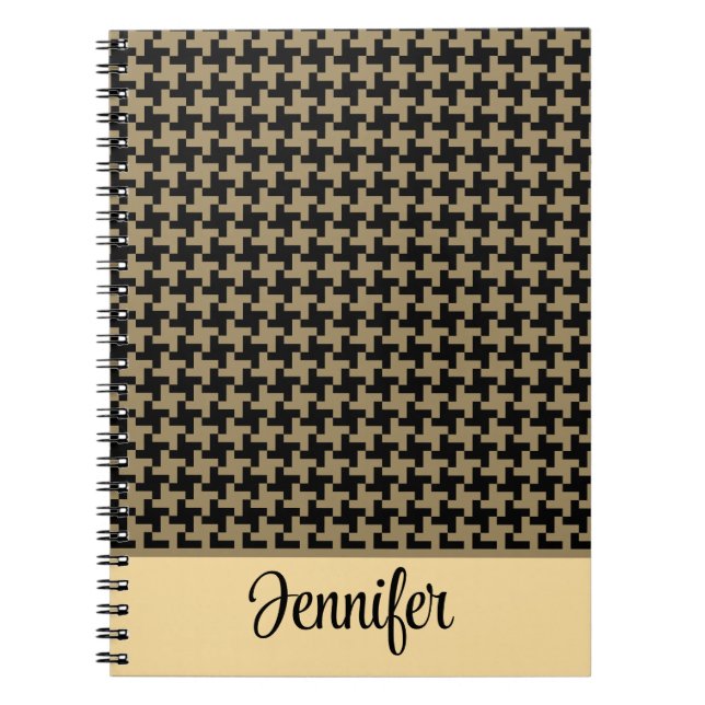 Caderno Espiral Padrão Dourado Brown Nailhead Personalizado (Frente)