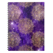Padrão Dourado e roxo de Galáxia Dharma Mandala