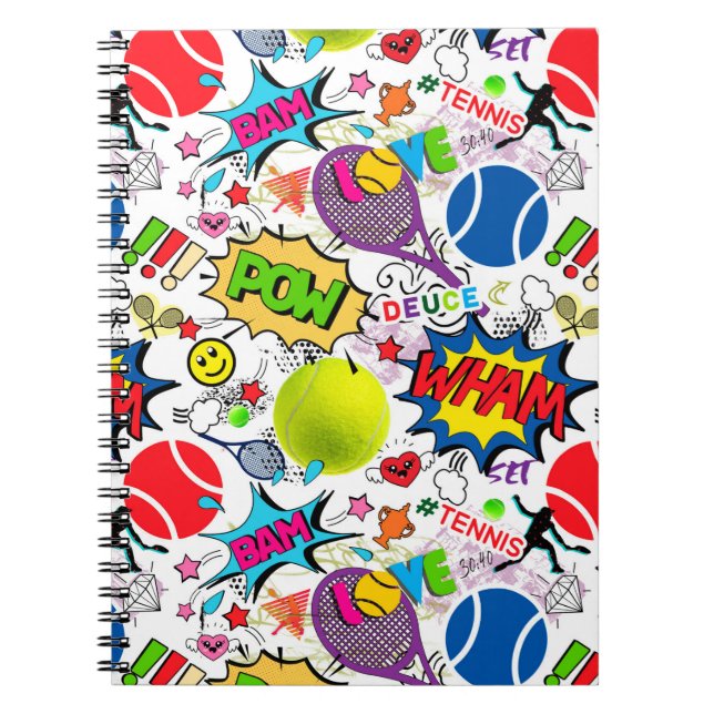 Caderno Espiral 😍 🤩 Padrão Eclecético de tênis 🎾 (Frente)