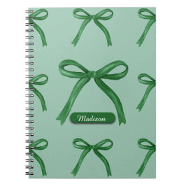 Caderno Espiral Padrão elegante de arco verde personalizado e boni