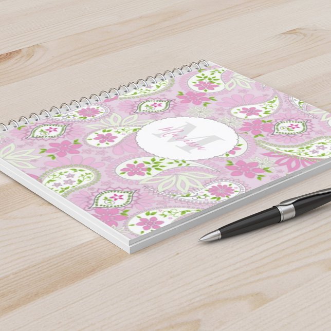 Caderno Espiral Padrão Elegante de Impressão de pré-disquete Rosa- (Criador carregado)