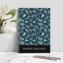 Padrão Elegante de Paisley Azul Retro