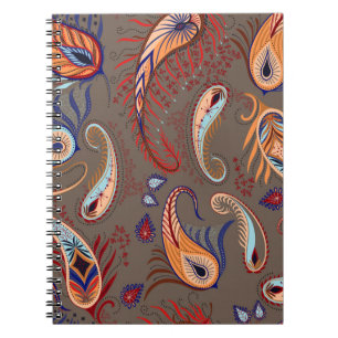 Caderno Espiral Padrão elegante. ilustração paisley.