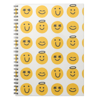 Caderno Espiral Padrão Emoji Feliz Desenhado Pela Mão