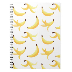 Caderno Espiral Padrão Engraçado de Banana Amarela Retro para Fest