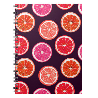 Caderno Espiral Padrão Escuro De Citros Pintados À Mão