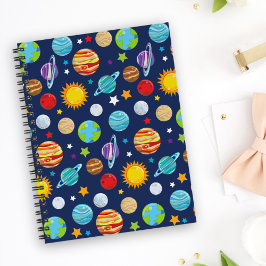 Caderno Espiral Padrão Espacial, Planetas, Estrelas, Cosmos, Galáx