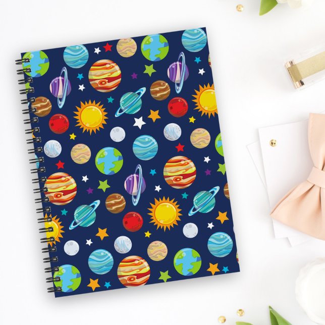 Caderno Espiral Padrão Espacial, Planetas, Estrelas, Cosmos, Galáx (Criador carregado)