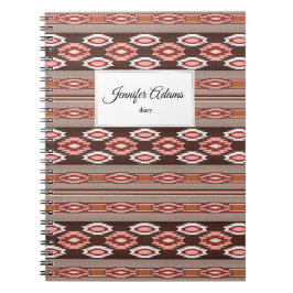 Caderno Espiral padrão étnico sudoeste. Nome.