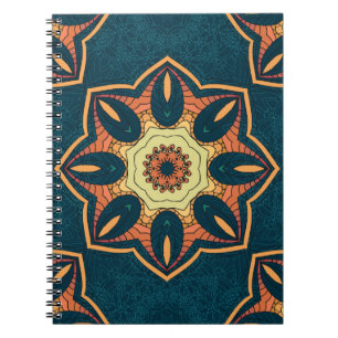 Caderno Espiral Padrão étnico uniforme com mandala. ilustração