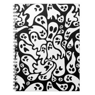 Caderno Espiral Padrão Fantasma Preto E Branco