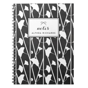 Caderno Espiral Padrão Faux Chalkboard Floral Vines Personalizado
