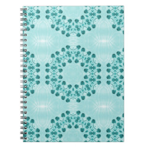 Caderno Espiral Padrão Floral, Azul Teal