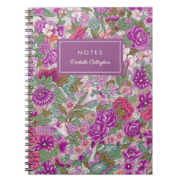 Caderno Espiral Padrão Floral bonito - Nome Magenta