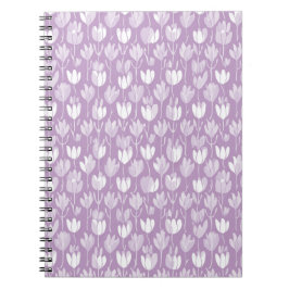 Caderno Espiral Padrão Floral Branco Tulipa Lavanda Moderna