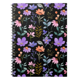Caderno Espiral Padrão Floral Colorido