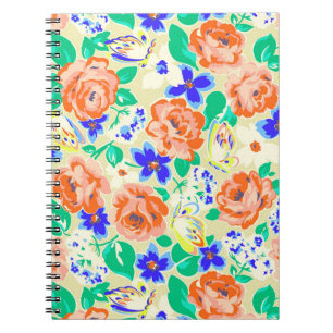 Caderno Espiral Padrão floral colorido fofo
