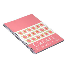 Caderno Espiral Padrão floral cor-de-rosa