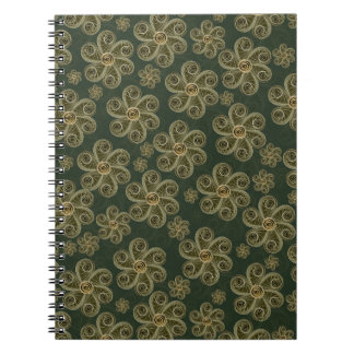 Caderno Espiral Padrão Floral da Floresta com Filigrana de Papel