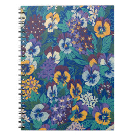 Caderno Espiral Padrão Floral de Amor-Perfeito Vintage | Jardim da