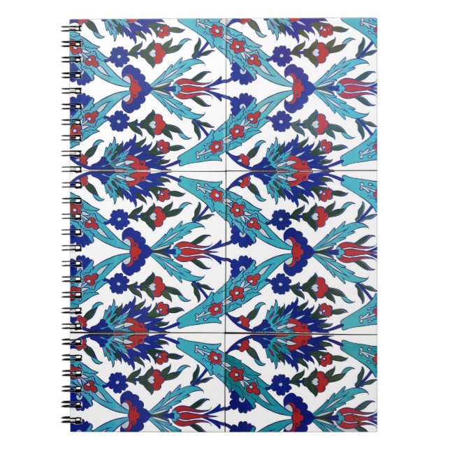 Caderno Espiral Padrão Floral de Iznik Turco (Frente)