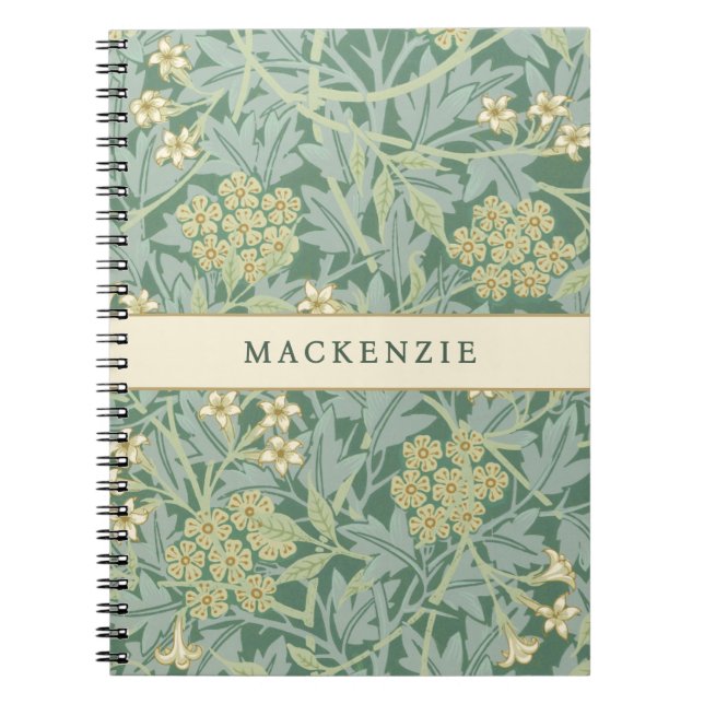 Caderno Espiral Padrão Floral de Jasmim Verde (Frente)