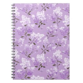 Caderno Espiral Padrão Floral de Lilás Lavanda Feminino