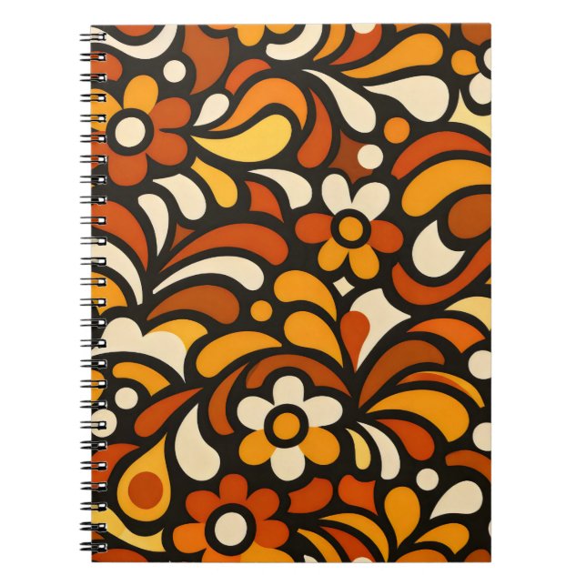 Caderno Espiral Padrão Floral de Outono (Frente)