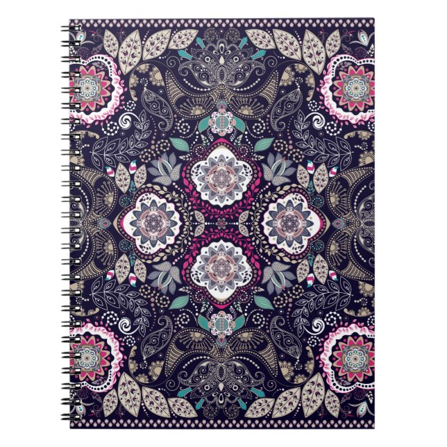 Caderno Espiral Padrão floral de Paisley (Frente)