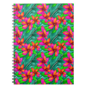 Caderno Espiral Padrão Floral de Paraíso Tropical