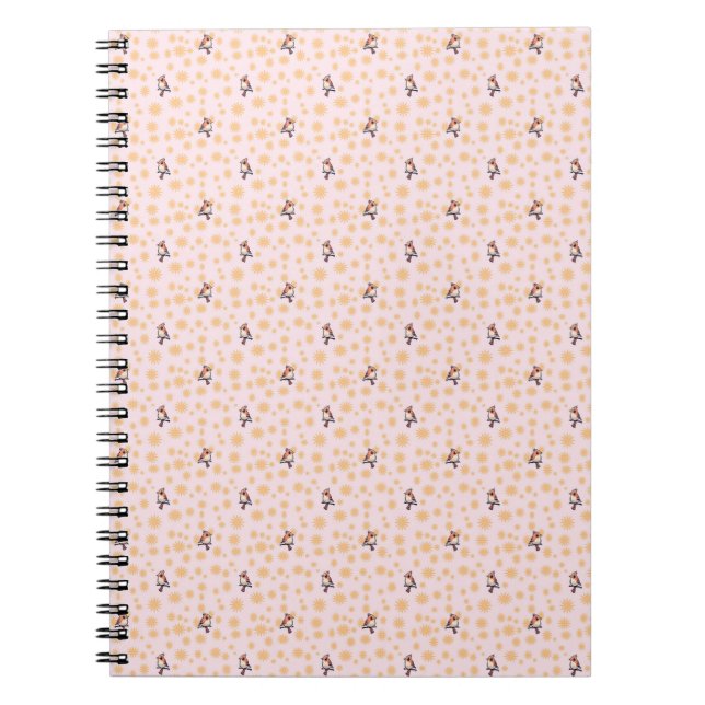 Caderno Espiral Padrão floral de pássaros (Frente)