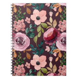 Caderno Espiral Padrão Floral de Superfície da Moda Aquosa Colorid