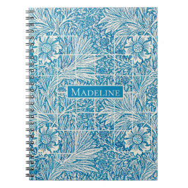 Caderno Espiral Padrão Floral de Vintage Azul e Branco