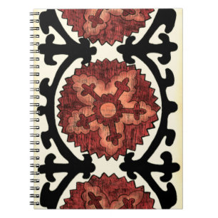Caderno Espiral Padrão Floral Decorativo do Estilo Suzani