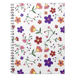 Caderno Espiral Padrão Floral Desenhado À Mão