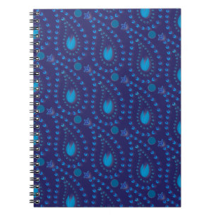 Caderno Espiral Padrão Floral do Paisley Azul abstrato Escuro