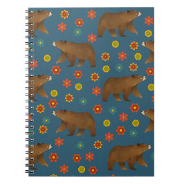 Caderno Espiral Padrão Floral do Urso