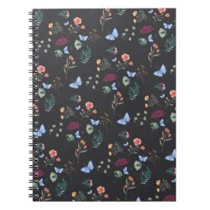 Caderno Espiral Padrão Floral e Borboleta - Jardim Botânico