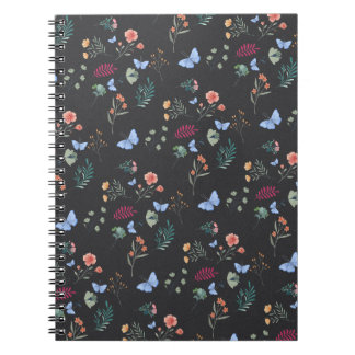 Caderno Espiral Padrão Floral e Borboleta - Jardim Botânico