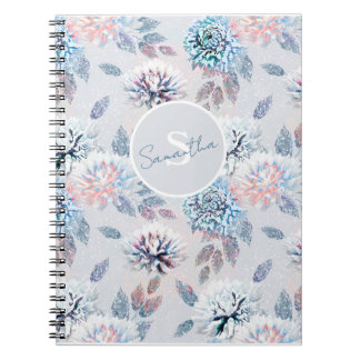 Caderno Espiral Padrão floral elegante.