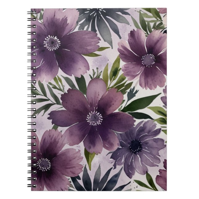 Caderno Espiral Padrão Floral Elegante (Frente)