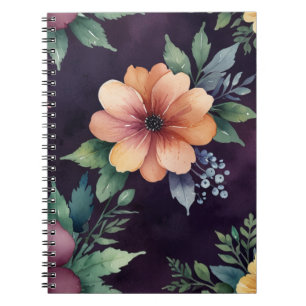 Caderno Espiral Padrão Floral Elegante