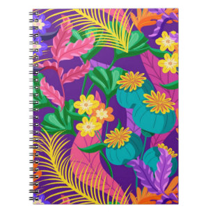 Caderno Espiral Padrão Floral Exótico Colorido-23148