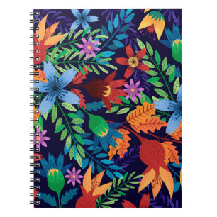 Caderno Espiral Padrão Floral Exótico Colorido-32436