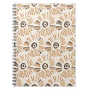 Caderno Espiral Padrão floral geométrico batik sem costura no outo